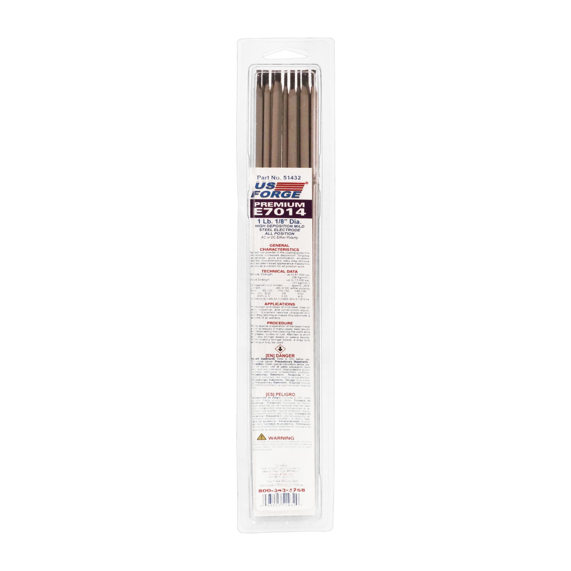 US Forge® 1/8" E7014 Welding Electrode - 1 lbs, Model# 51432
